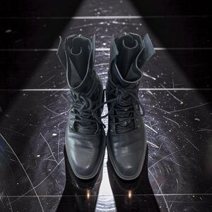 Ash Black Lace-Up Women's Combat Boots